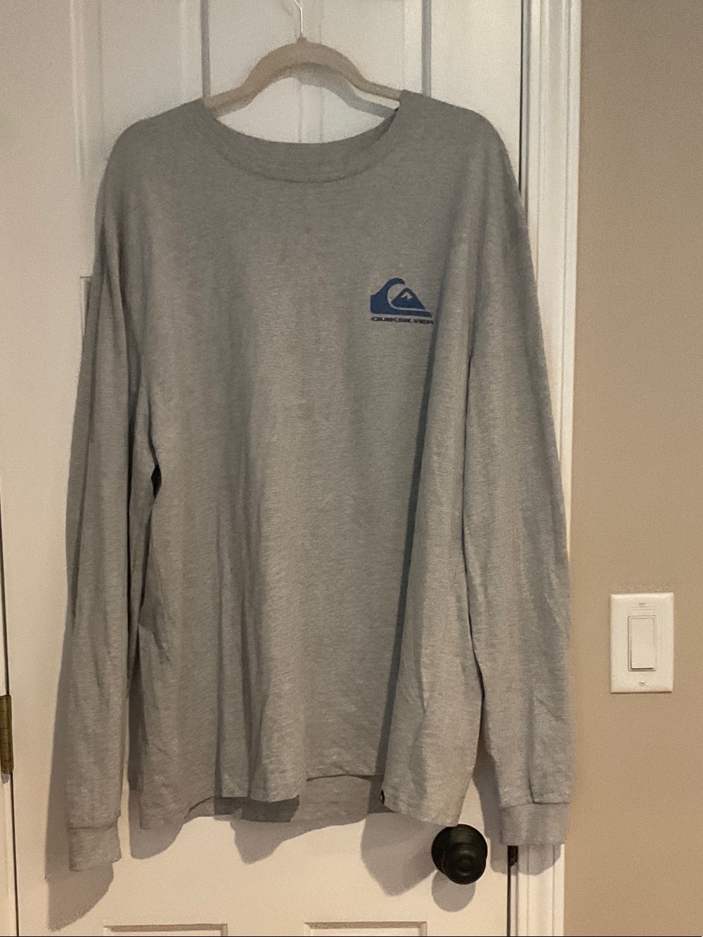 Quiksilver Gray Long Sleeve Shirt with Blue Logo
